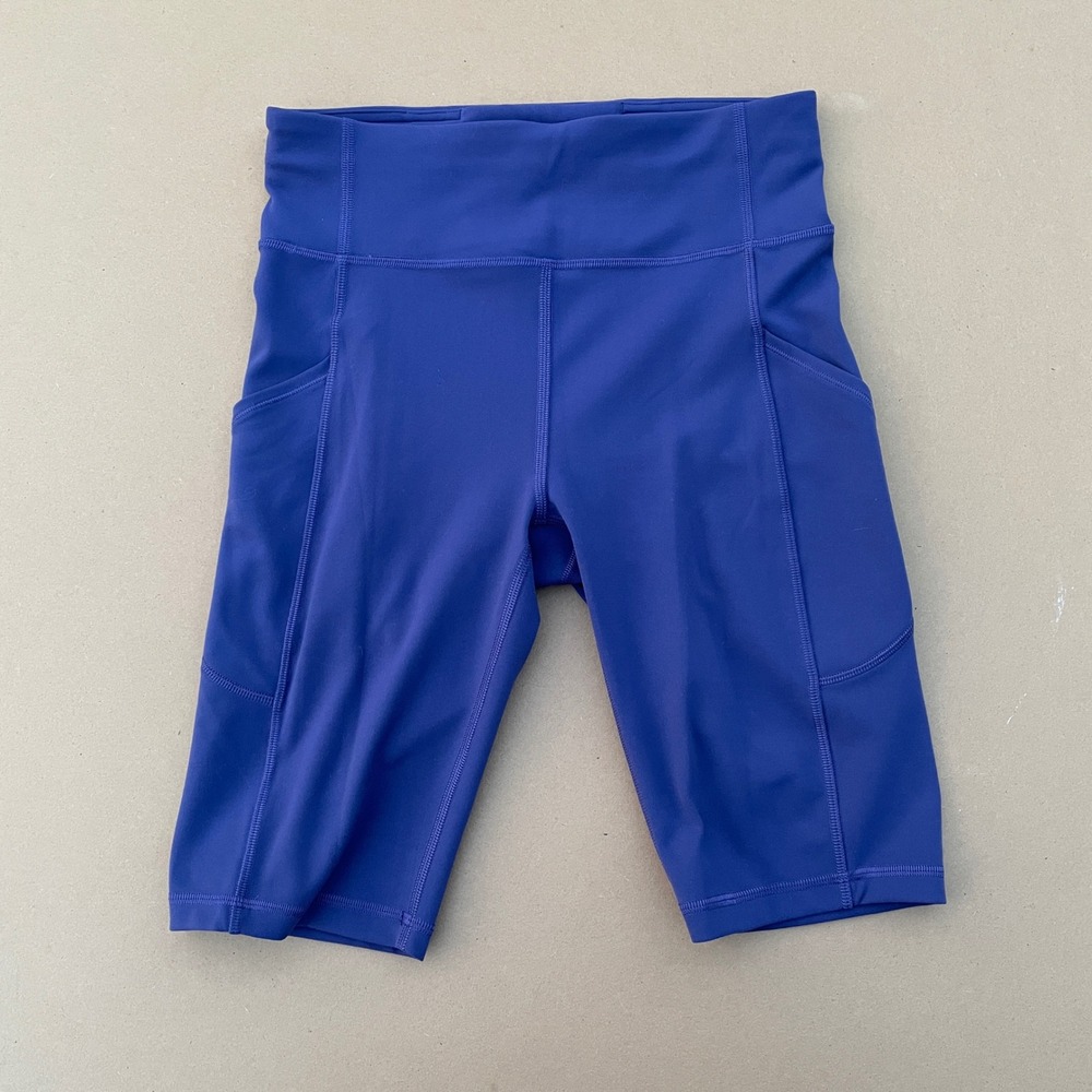Lululemon Biker Shorts Women 6 Purple Yoga Gym Pockets High Rise Activewear